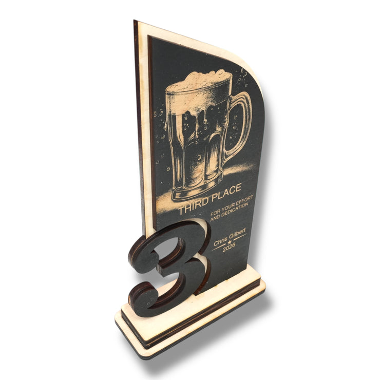 Trophy Award - PERSONALIZED - Beer - 1st 2nd 3rd Place - 9x5 Inches