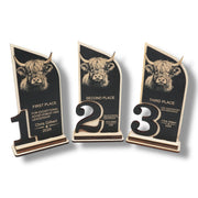 Trophy Award - PERSONALIZED - Highland Cow - 1st 2nd 3rd Place - 9x5 Inches