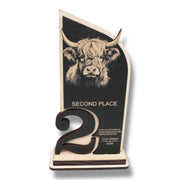Trophy Award - PERSONALIZED - Highland Cow - 1st 2nd 3rd Place - 9x5 Inches