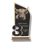 Trophy Award - PERSONALIZED - Highland Cow - 1st 2nd 3rd Place - 9x5 Inches