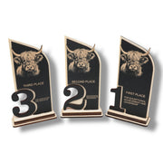 Trophy Award - CUSTOM - Highland Cow - 1st 2nd 3rd Place - 9x5 Inches