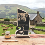 Trophy Award - CUSTOM - Highland Cow - 1st 2nd 3rd Place - 9x5 Inches