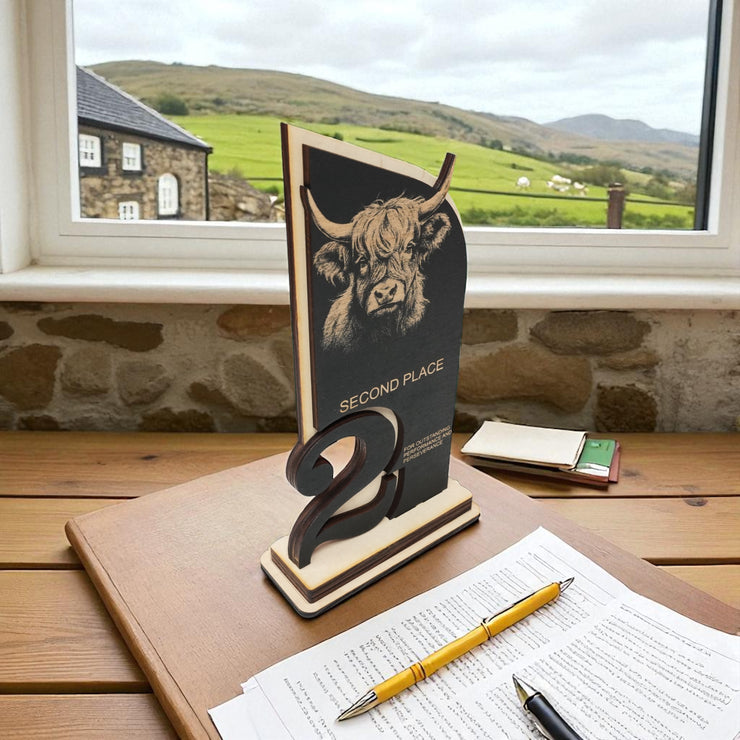 Trophy Award - CUSTOM - Highland Cow - 1st 2nd 3rd Place - 9x5 Inches