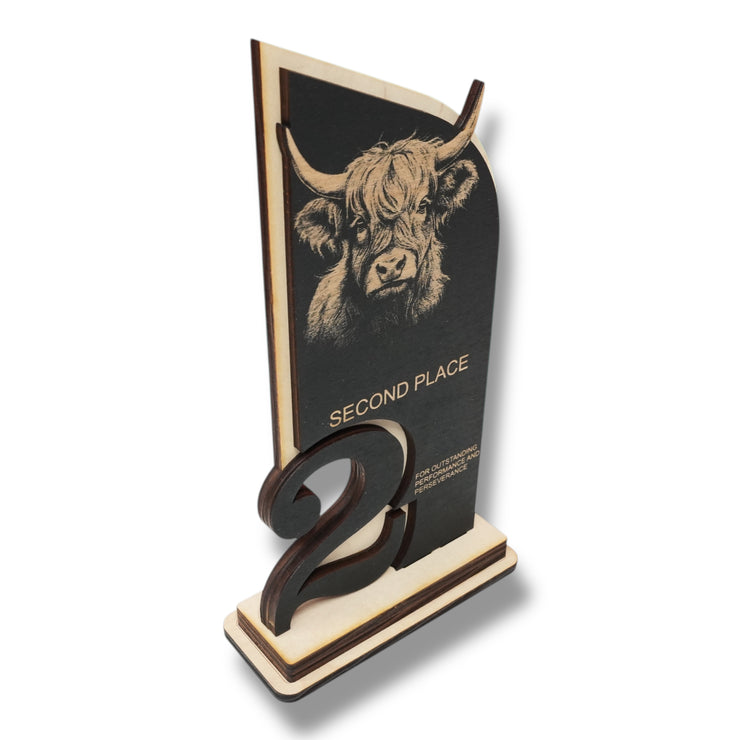 Trophy Award - CUSTOM - Highland Cow - 1st 2nd 3rd Place - 9x5 Inches