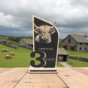 Trophy Award - CUSTOM - Highland Cow - 1st 2nd 3rd Place - 9x5 Inches