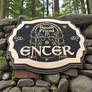Magnet Sign - Speak Friend and Enter - Black Door Sign 6x9