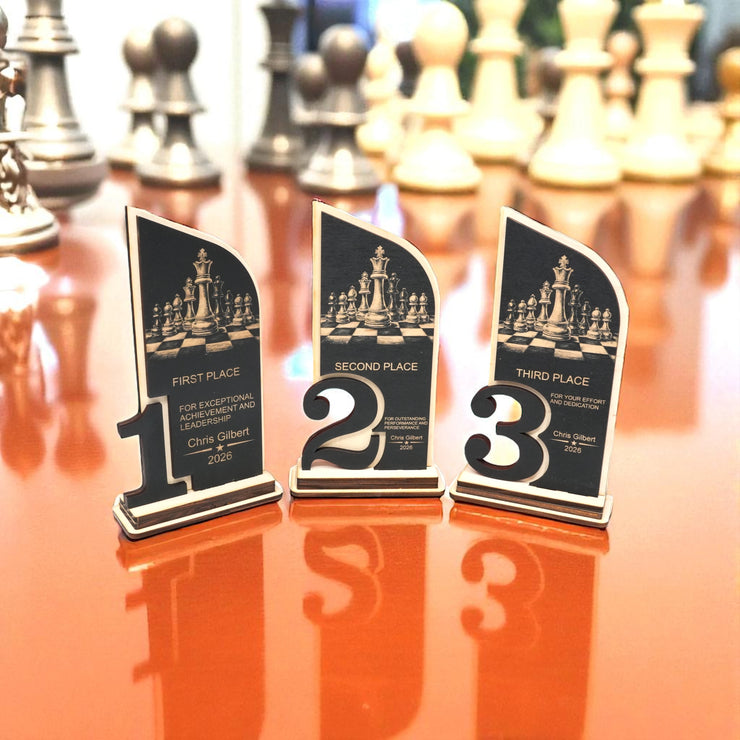 Trophy Award - PERSONALIZED - Chess - 1st 2nd 3rd Place - 9x5 Inches