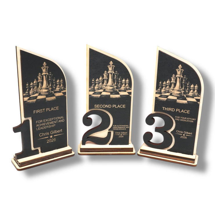 Trophy Award - PERSONALIZED - Chess - 1st 2nd 3rd Place - 9x5 Inches