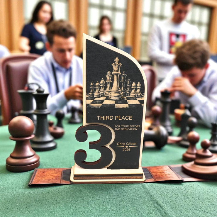 Trophy Award - PERSONALIZED - Chess - 1st 2nd 3rd Place - 9x5 Inches