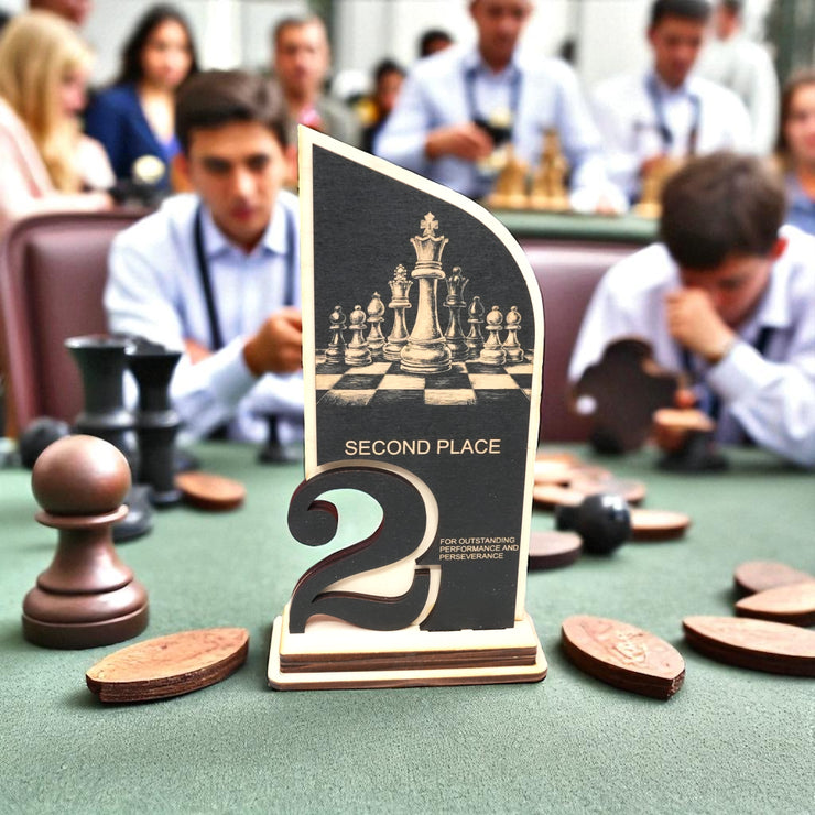 Trophy Award - CUSTOM - Chess - 1st 2nd 3rd Place - 9x5 Inches