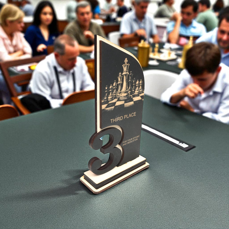 Trophy Award - CUSTOM - Chess - 1st 2nd 3rd Place - 9x5 Inches