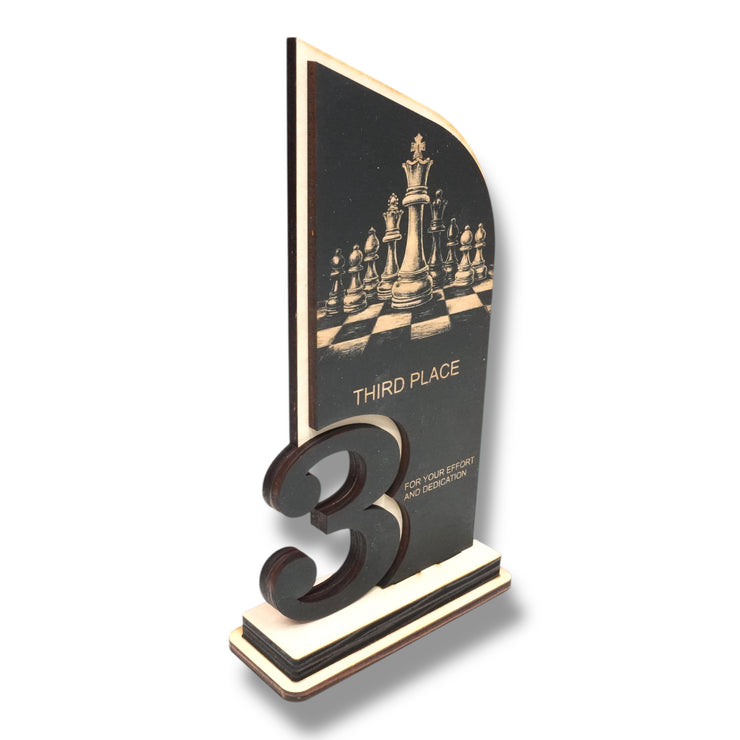 Trophy Award - CUSTOM - Chess - 1st 2nd 3rd Place - 9x5 Inches
