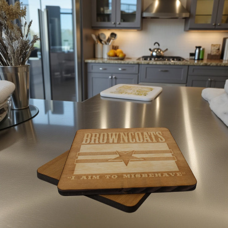 Browncoats Coaster Set of two 4x4in Raw Wood