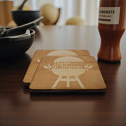 The Grillfather Coaster Set of two 4x4in Raw Wood