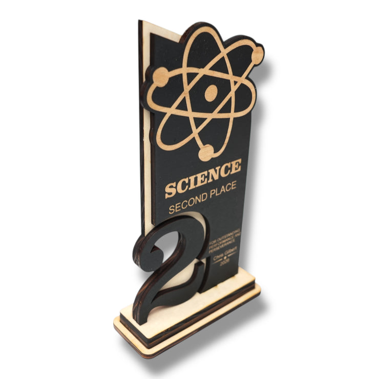 Trophy Award - PERSONALIZED - Science - 1st 2nd 3rd Place - 9x5 Inches