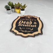 Magnet Sign - BLACK - PERSONALIZED Dead and Breakfast - Black Halloween Door Sign - 12x11 Inches
