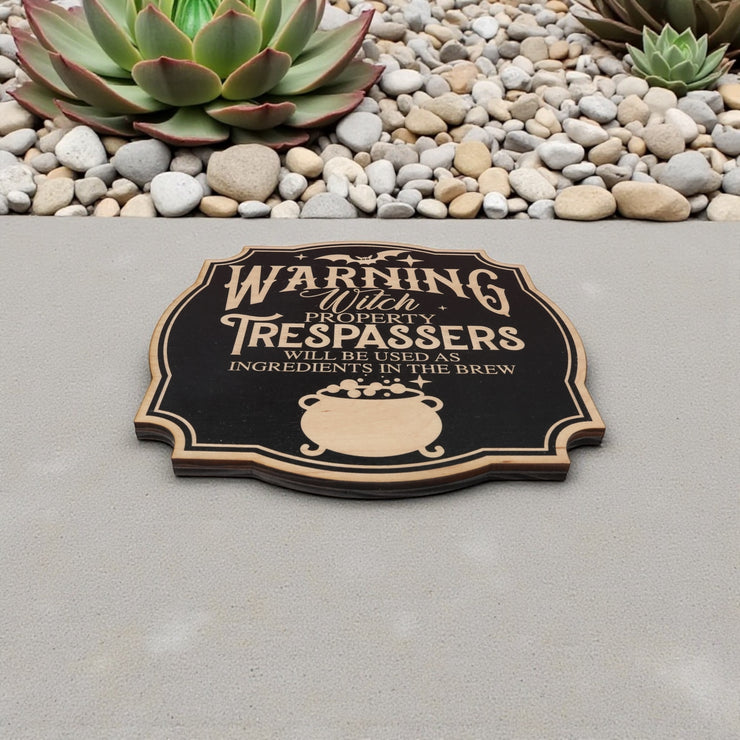 Magnet Sign - BLACK - Warning Witch Property - Black Door Sign - 9x9 Inches