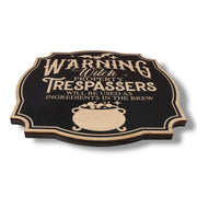 Magnet Sign - BLACK - Warning Witch Property - Black Door Sign - 9x9 Inches
