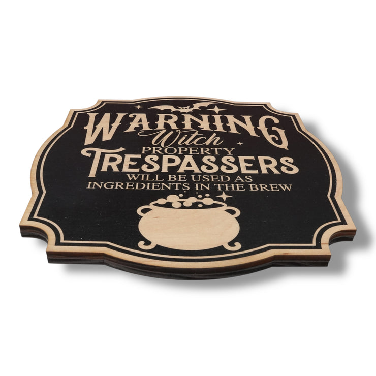Magnet Sign - BLACK - Warning Witch Property - Black Door Sign - 9x9 Inches
