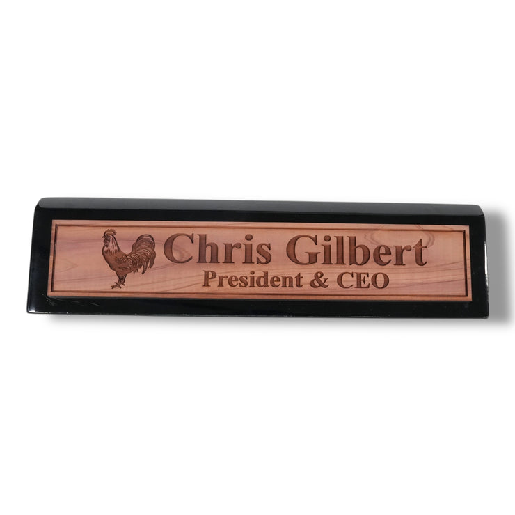 Desk Wedge Name Plate - PERSONALIZED - Chicken - 11 Inches