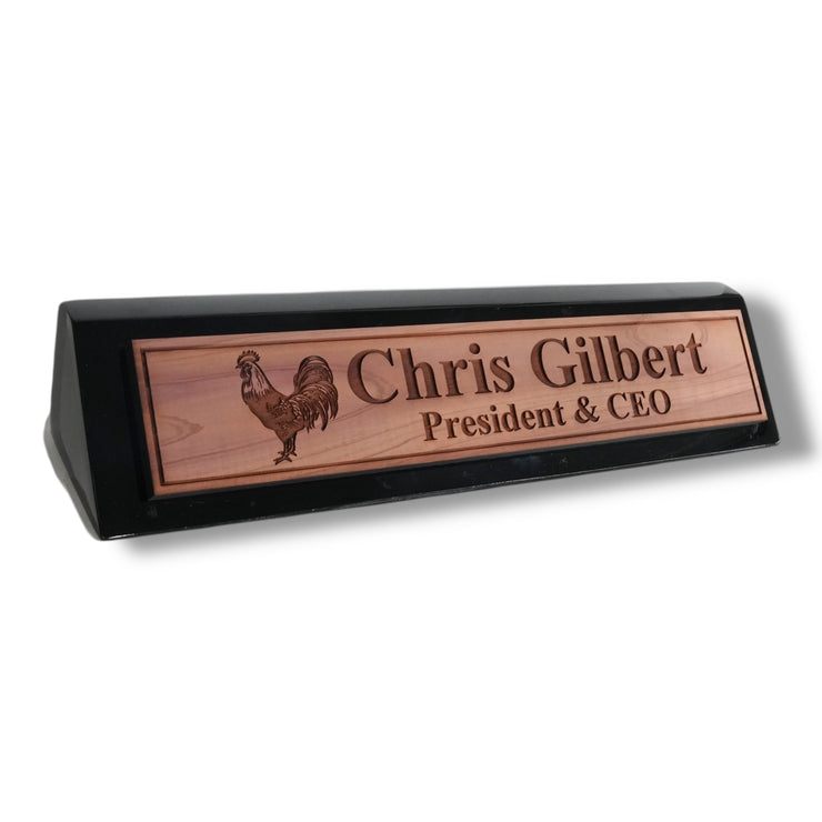 Desk Wedge Name Plate - PERSONALIZED - Chicken - 11 Inches