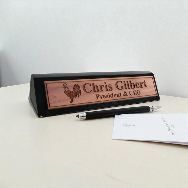 Desk Wedge Name Plate - PERSONALIZED - Chicken - 11 Inches