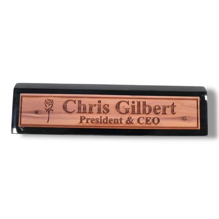 Desk Wedge Name Plate - PERSONALIZED - Rose - 11 Inches