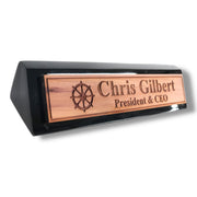 Desk Wedge Name Plate - PERSONALIZED - Ships Wheel - 11 Inches