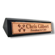 Desk Wedge Name Plate - PERSONALIZED - PIstons - 11 Inches