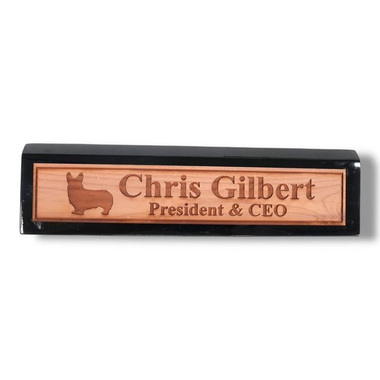 Desk Wedge Name Plate - PERSONALIZED - Corgi - 11 Inches