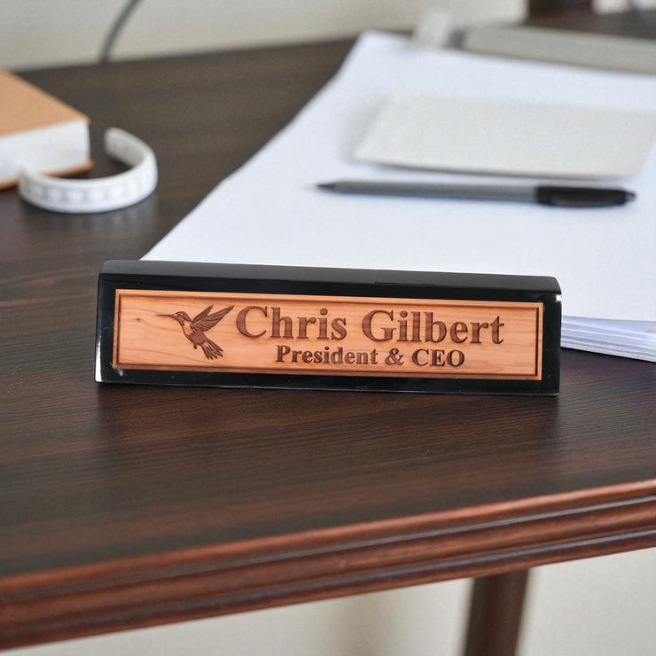 Desk Wedge Name Plate - PERSONALIZED - Hummingbird - 11 Inches