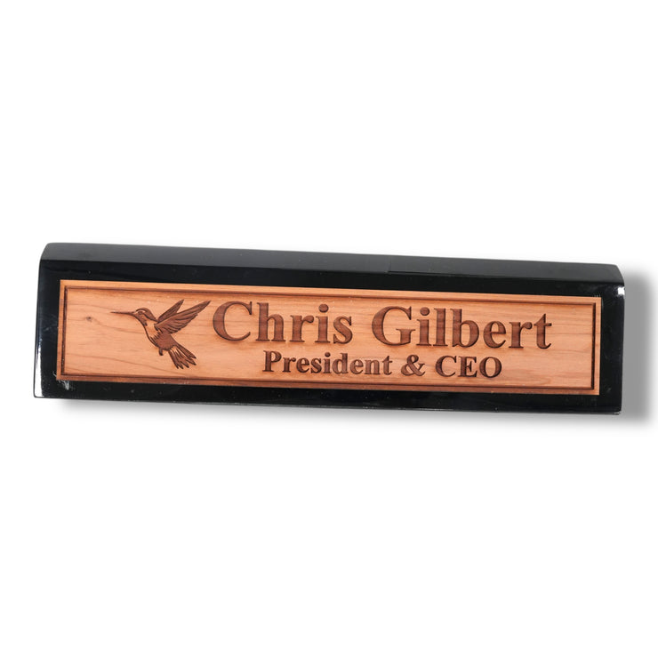 Desk Wedge Name Plate - PERSONALIZED - Hummingbird - 11 Inches