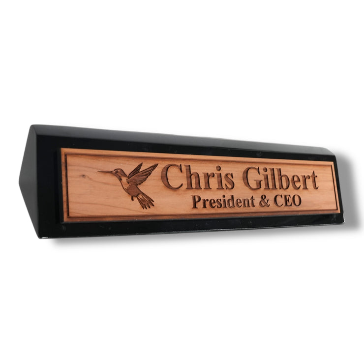Desk Wedge Name Plate - PERSONALIZED - Hummingbird - 11 Inches