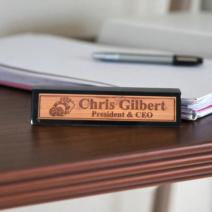 Desk Wedge Name Plate - PERSONALIZED - Casino Poker Dice - 11 Inches