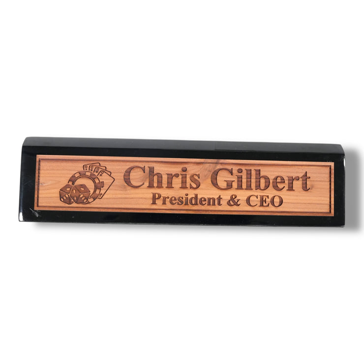 Desk Wedge Name Plate - PERSONALIZED - Casino Poker Dice - 11 Inches