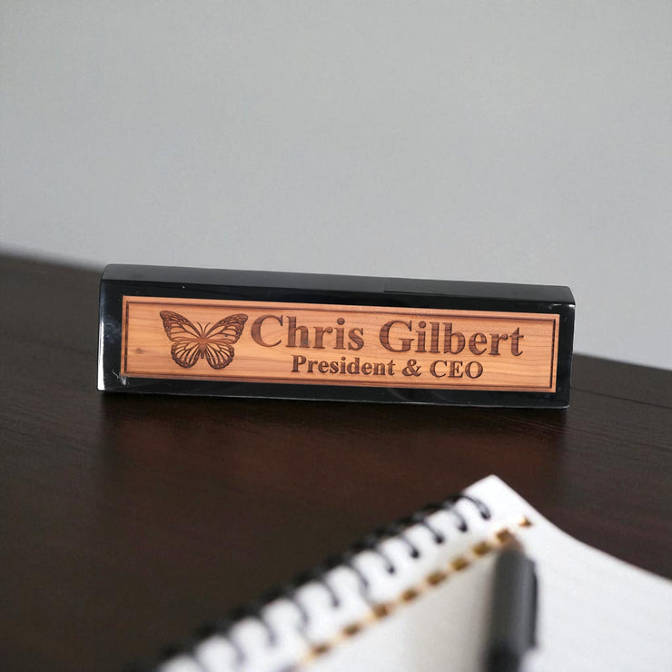 Desk Wedge Name Plate - PERSONALIZED - Butterfly - 11 Inches