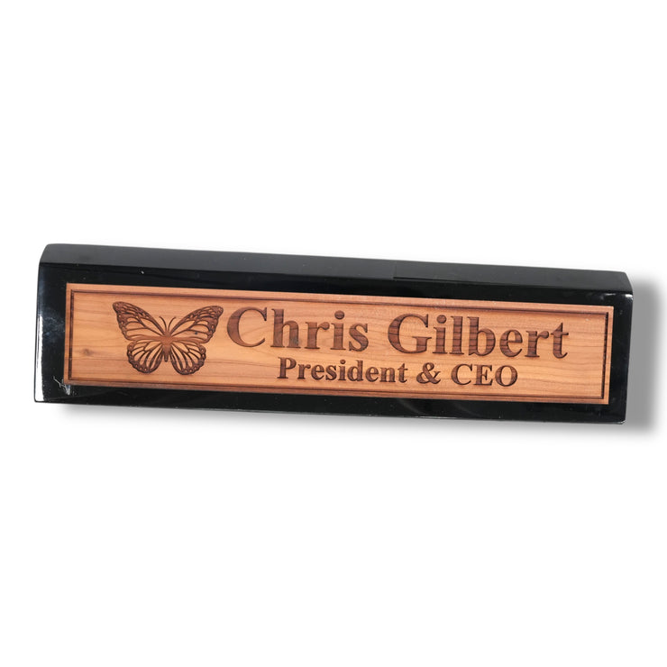 Desk Wedge Name Plate - PERSONALIZED - Butterfly - 11 Inches