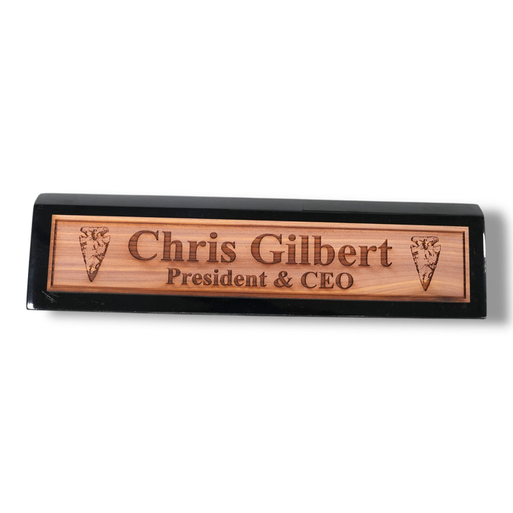 Desk Wedge Name Plate - PERSONALIZED - Arrowhead - 11 Inches