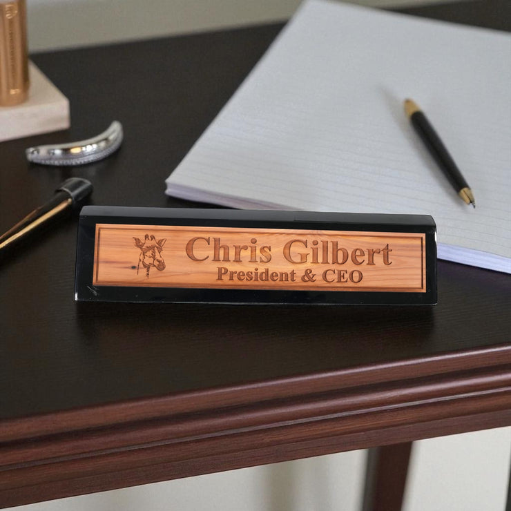 Desk Wedge Name Plate - PERSONALIZED - Giraffe - 11 Inches
