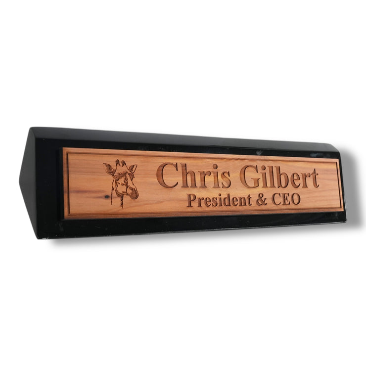 Desk Wedge Name Plate - PERSONALIZED - Giraffe - 11 Inches