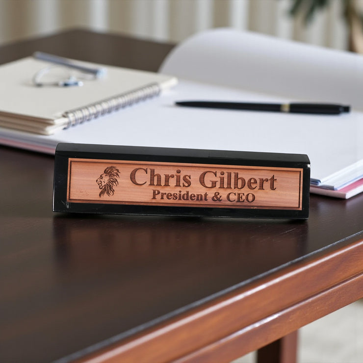 Desk Wedge Name Plate - PERSONALIZED - Lion - 11 Inches