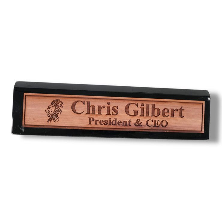 Desk Wedge Name Plate - PERSONALIZED - Lion - 11 Inches