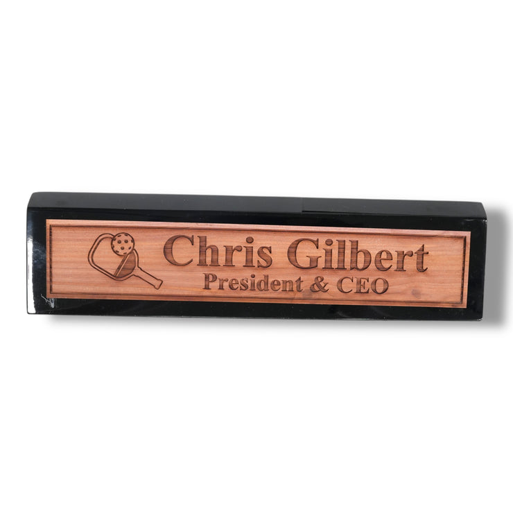Desk Wedge Name Plate - PERSONALIZED - Pickleball - 11 Inches