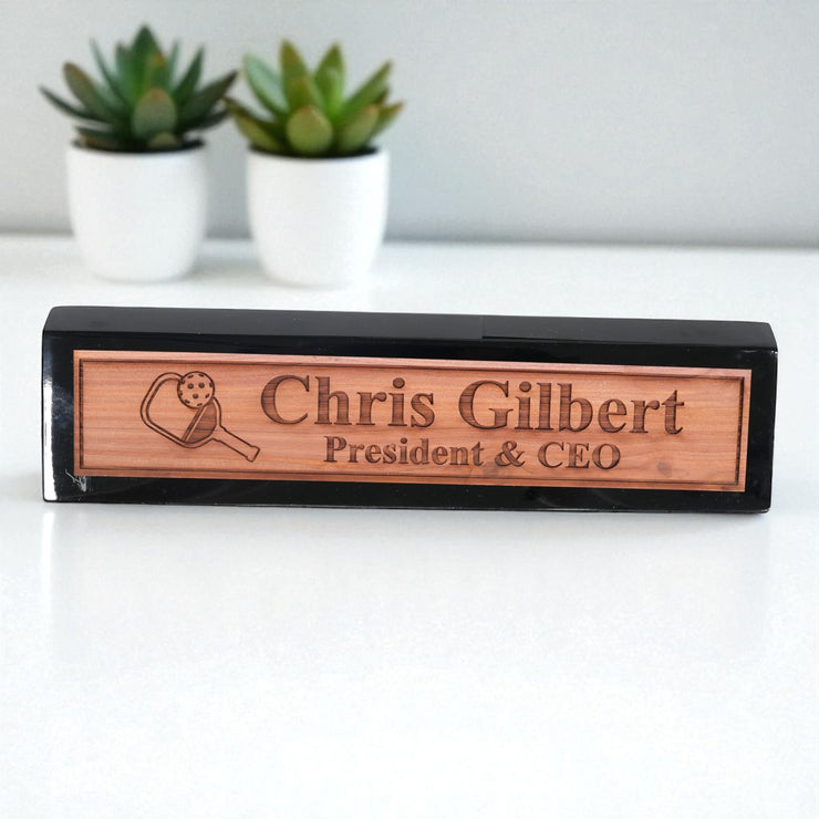 Desk Wedge Name Plate - PERSONALIZED - Pickleball - 11 Inches