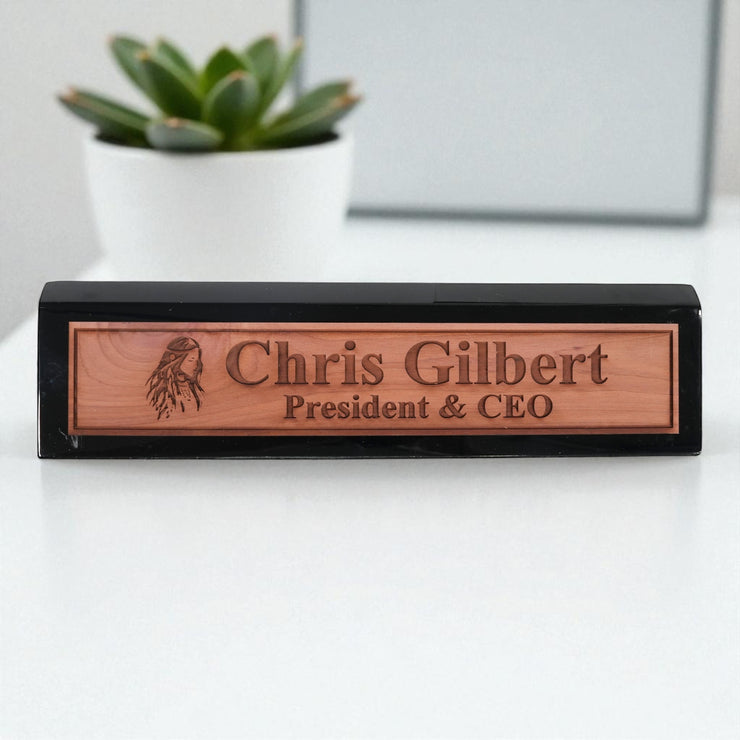 Desk Wedge Name Plate - PERSONALIZED - Native American Indian - 11 Inches