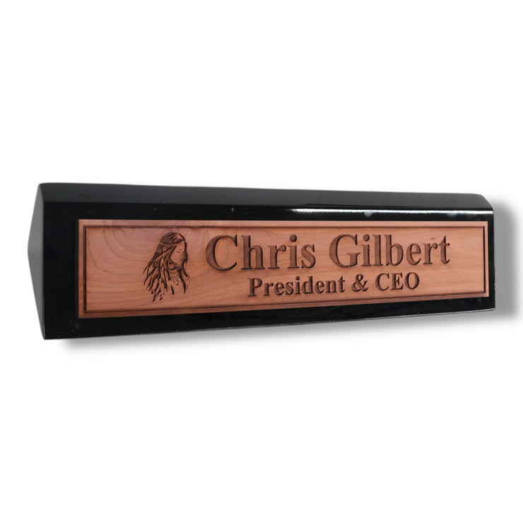 Desk Wedge Name Plate - PERSONALIZED - Native American Indian - 11 Inches
