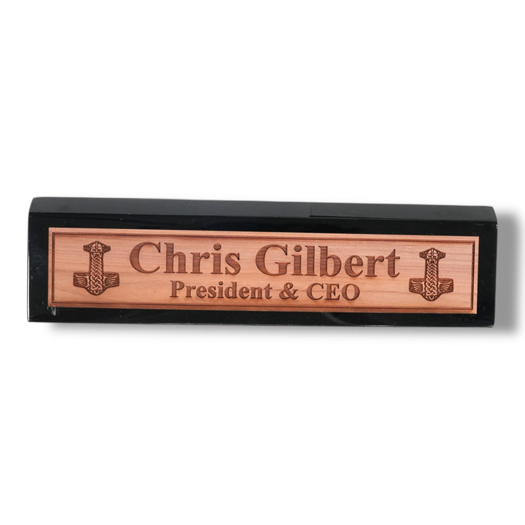 Desk Wedge Name Plate - PERSONALIZED - Mjolnir - 11 Inches