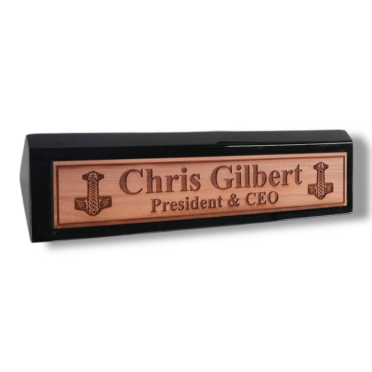 Desk Wedge Name Plate - PERSONALIZED - Mjolnir - 11 Inches