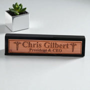 Desk Wedge Name Plate - PERSONALIZED - Pharmaceutical Caduceus Hermes - 11 Inches
