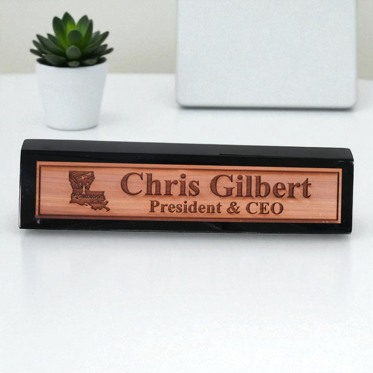 Desk Wedge Name Plate - PERSONALIZED - Louisiana - 11 Inches - Cajun